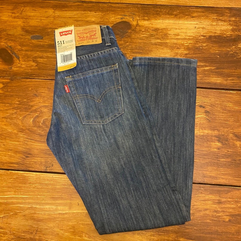 Levis 511 Boys Slim Fit Jeans Size 12 Adjustable Waistband Reg 26x26‎ NWT